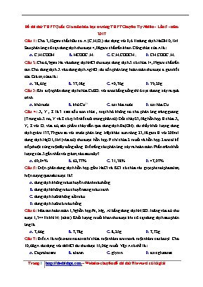 Đề thi thử THPT Quốc gia môn Hóa học lần 5 năm 2017 - Trường THPT chuyên Tự nhiên (Có đáp án)